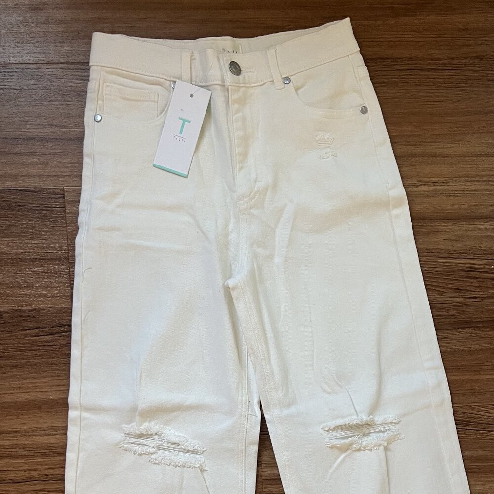 High Rise White Ripped Jeans